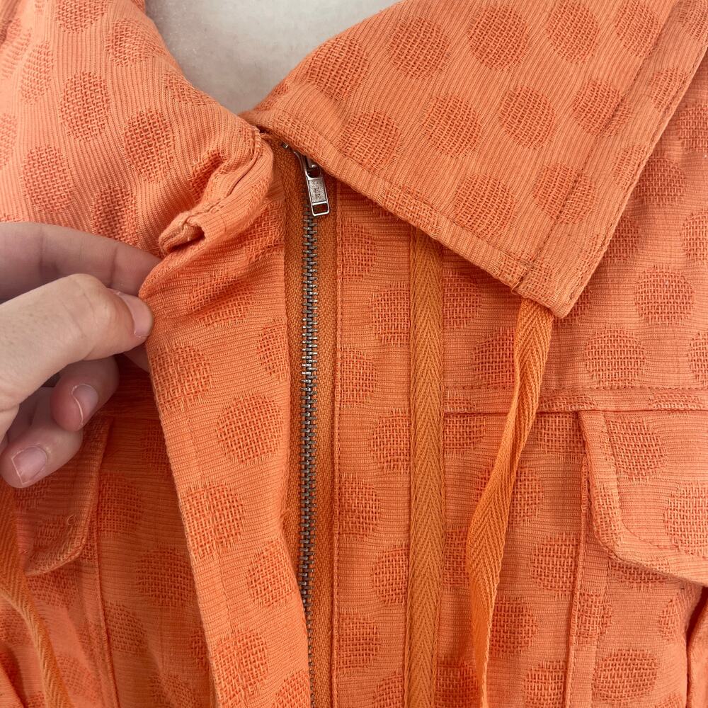 Laura Ashley Orange Polka Dot 3/4 Sleeve Cotton Colorful Zip Jacket Plus 14 - Picture 6 of 13